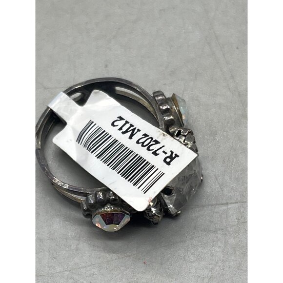 Mariana ring clear iridescence circle crystals handmade statement os READ NEW - Picture 5 of 5